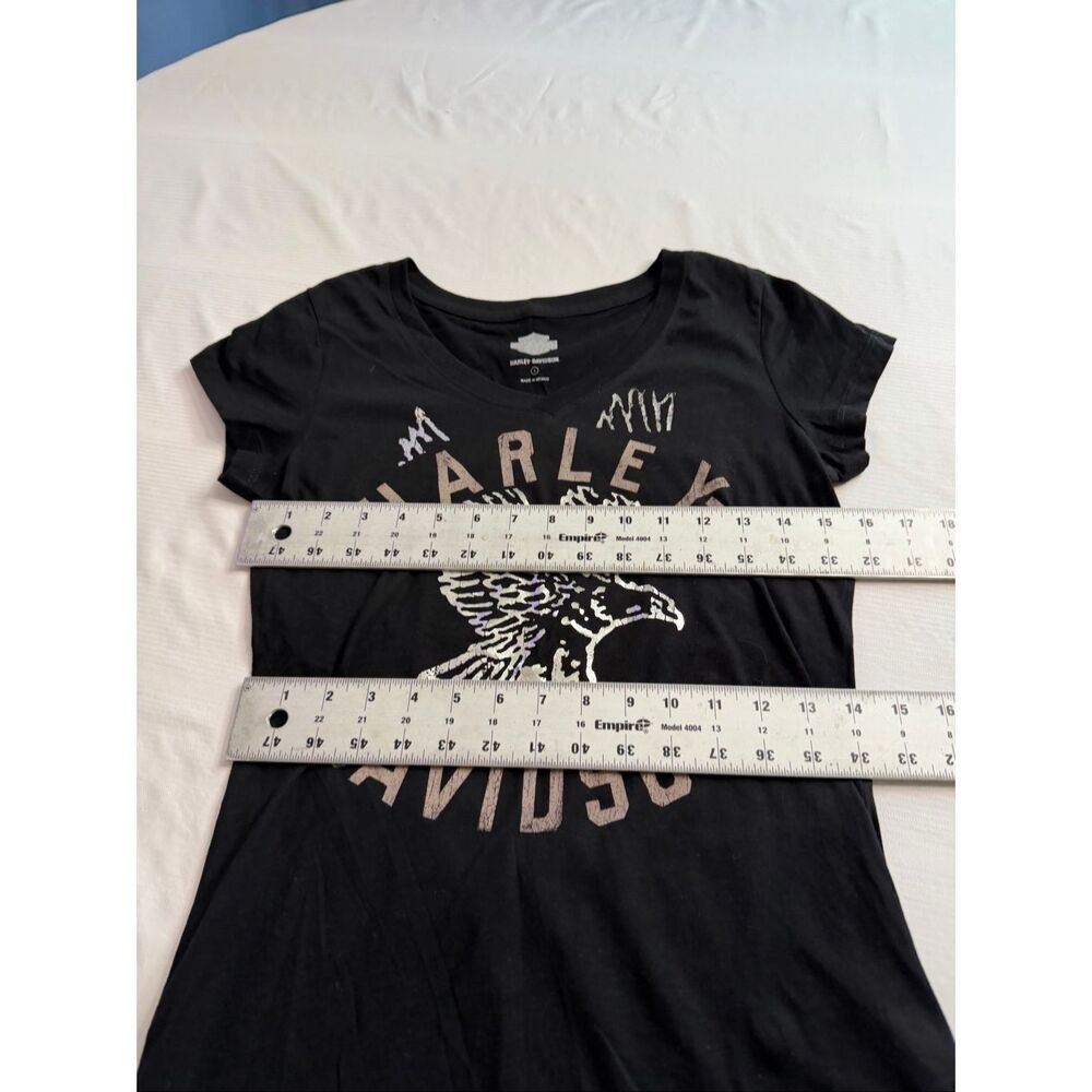 Harley Davidson Women’s  Black Eagle V Neck T-Shirt Size Small - Picture 4 of 6